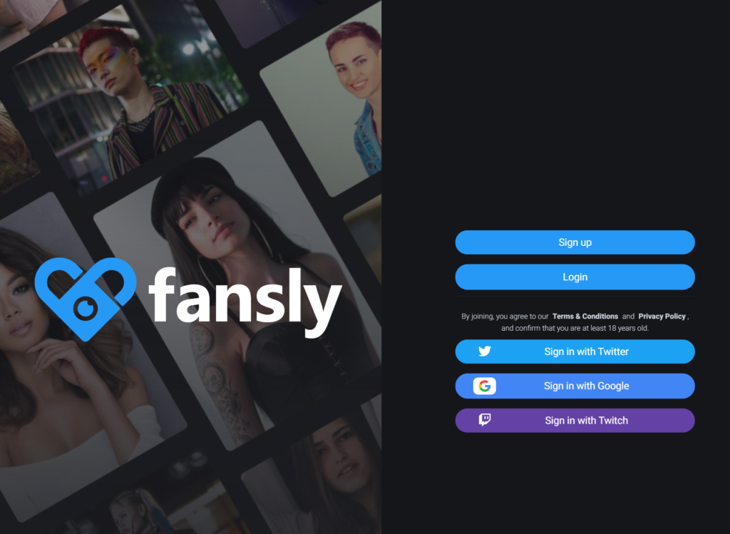 Fansly OnlyFans Alternative site's front page