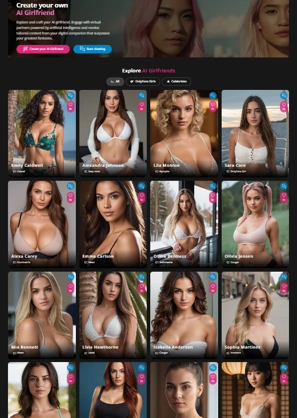 FantasyGF.ai AI girl categories